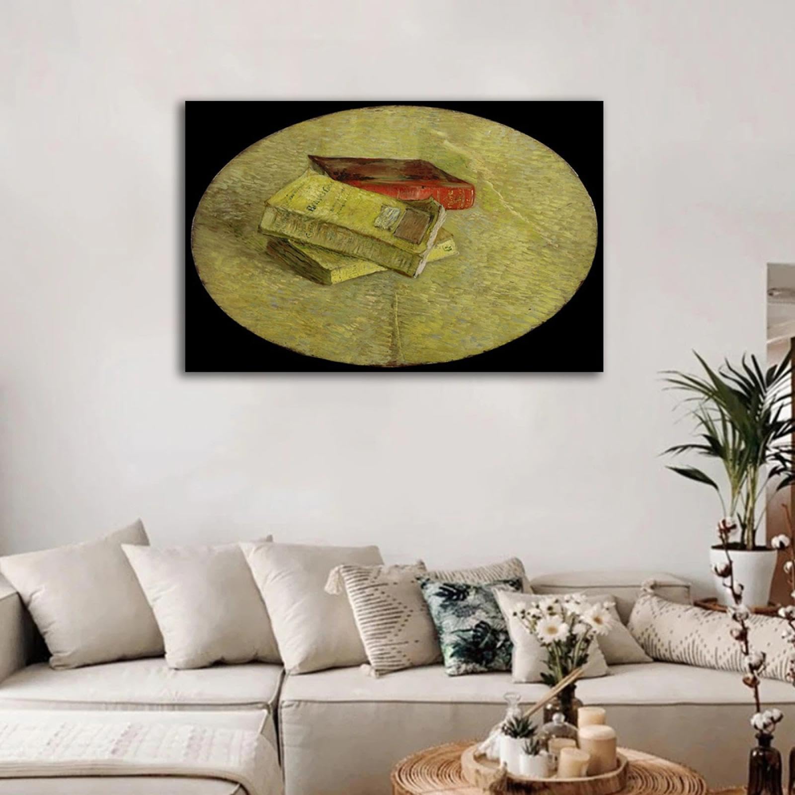 TNGHHSGA Tres libros de Van Gogh Pinturas famosas Impresión en lienzo Reproducciones de Cuadros de Van Gogh Arte de pared en lienzo 20x32cm enmarcado