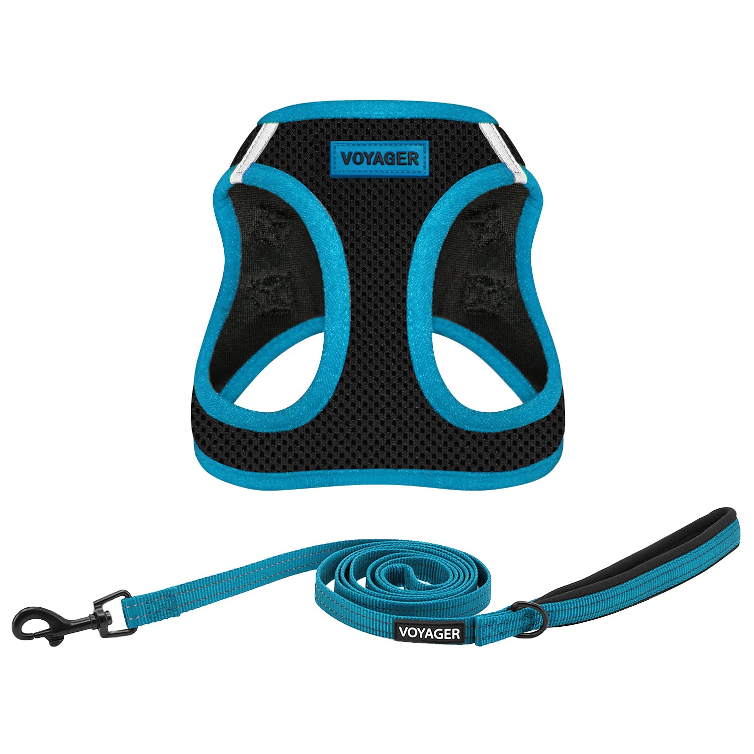 Voyager Step-in Air All Weather Mesh Harness and Reflective Dog 5 ft Leash Combo with Neoprene Handle