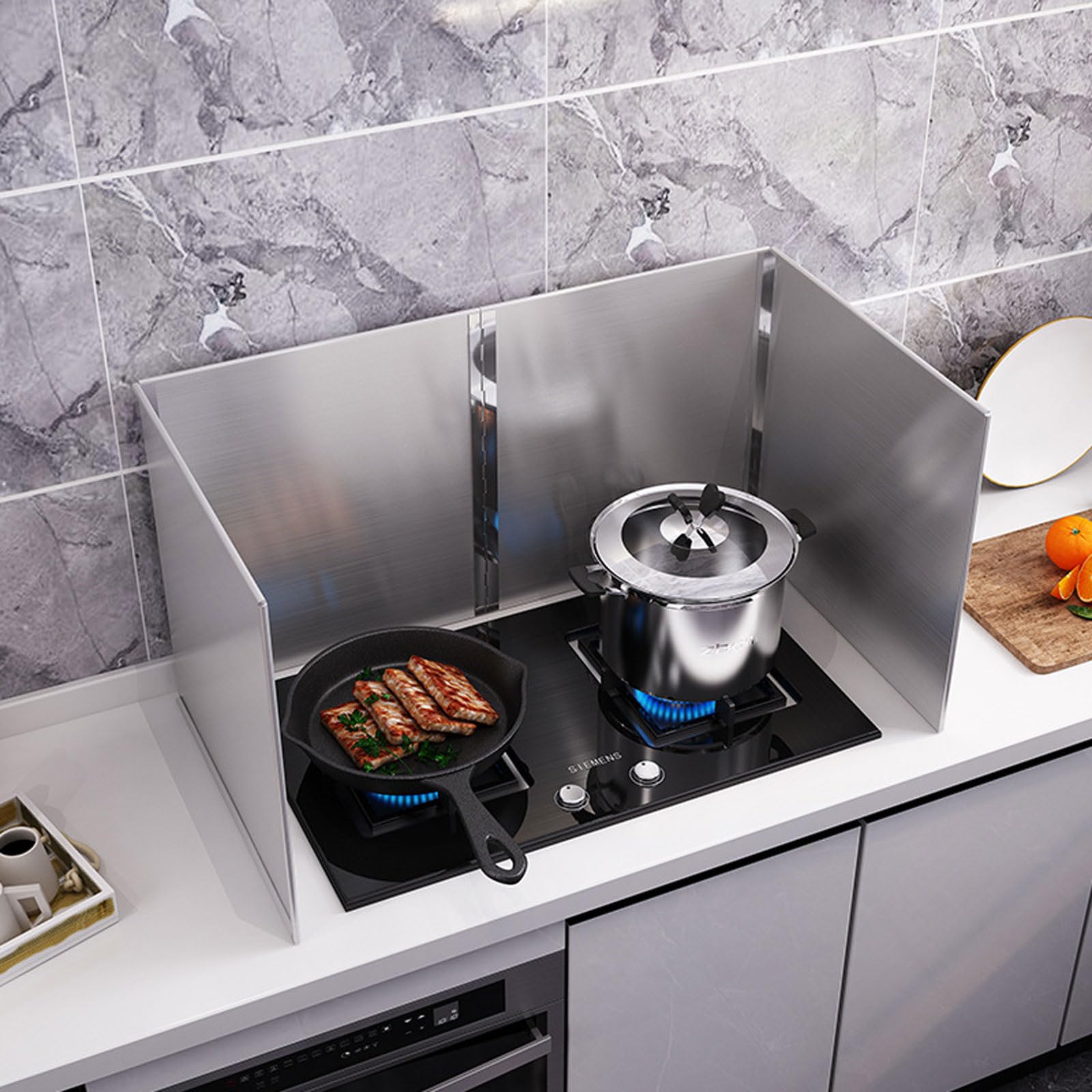 Plaque Anti Projection Cuisine Garde éclaboussante En Acier En Acier Inoxydable Pour La Cuisine De Cuisine, Pliage Des éclaboussures Pour Les Outils De Cuisson Des écrans éclaboussant(Size:45*80*60cm)