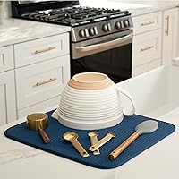 Vista 2 de S&T INC. Absorbente, reversible de microfibra de secado de platos para cocina, 16 pulgadas x 18 pulgadas, azul marino