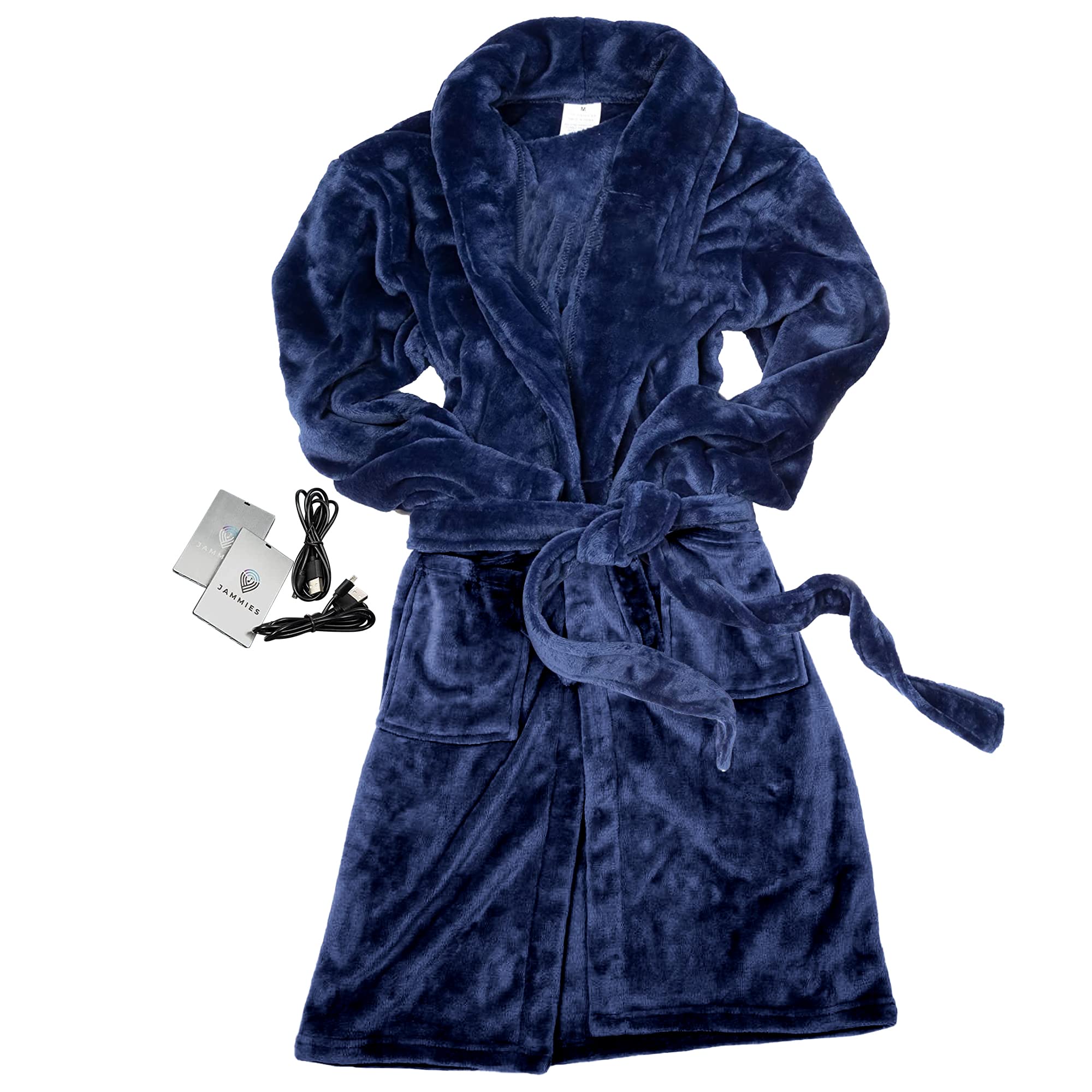 Jammies Bluetooth Robe - Ultra-Plush Unisex Bathrobe with Removable Bluetooth 5.0 Speaker Collar, 100% Polyester