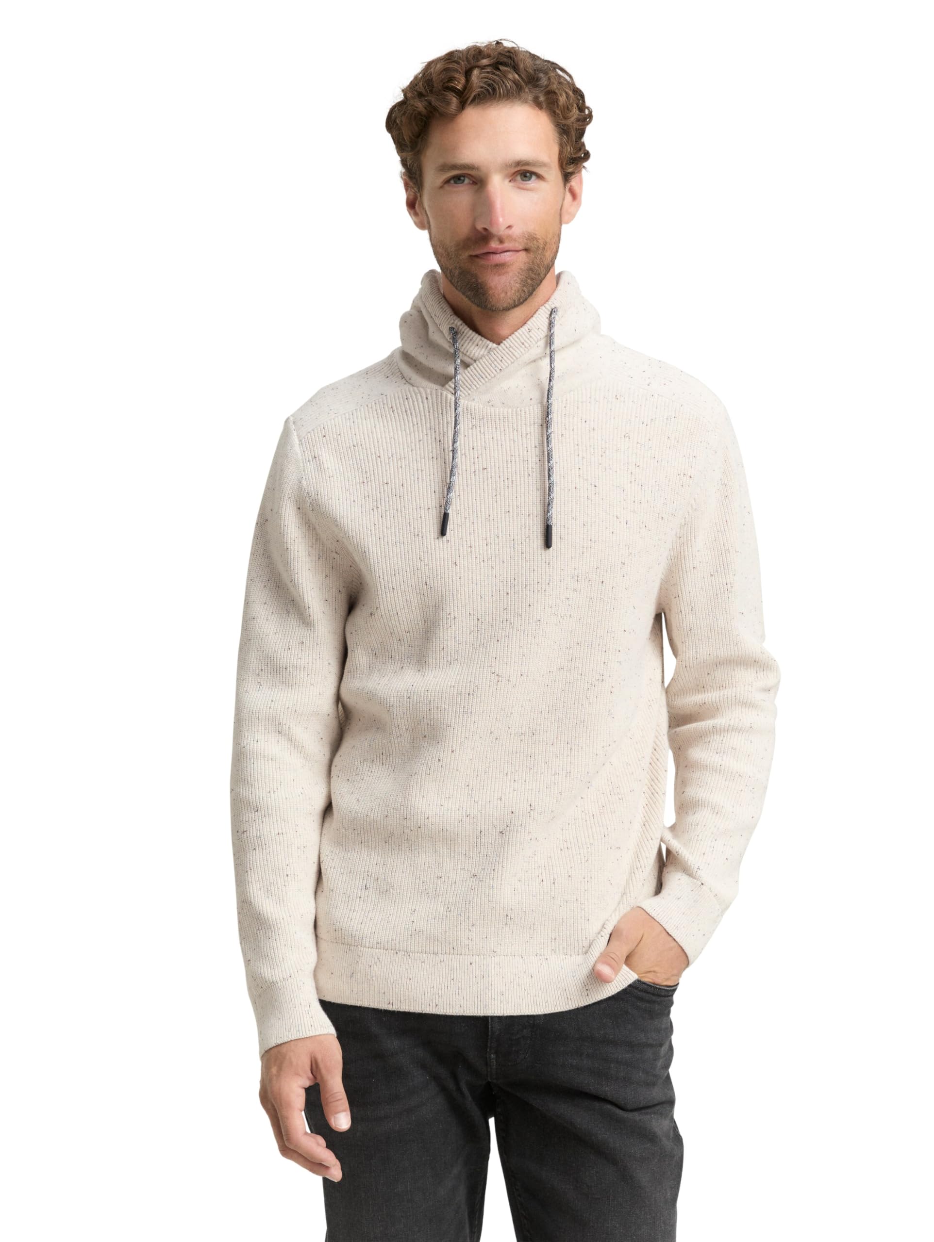 TOM TAILOR Herren Snood Strickpullover in Melange-Optik