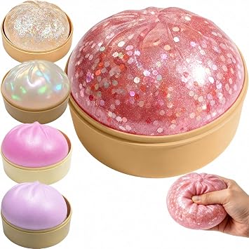 Dumpling Squishy, Transparent Gold Glitter Design, Portable Decompression Squeeze Fun, Anxiety Relief Sensory Stress Release For Daily Use