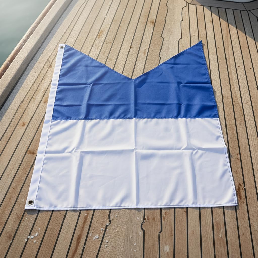 Dive Boat Alpha Flag Lekkie Nurkowanie Niebiesko-białe Flagi 70x60cm Poliestrowa Flaga Nurka z Jasnymi Kolorami do Nurkowania Pod Wodą