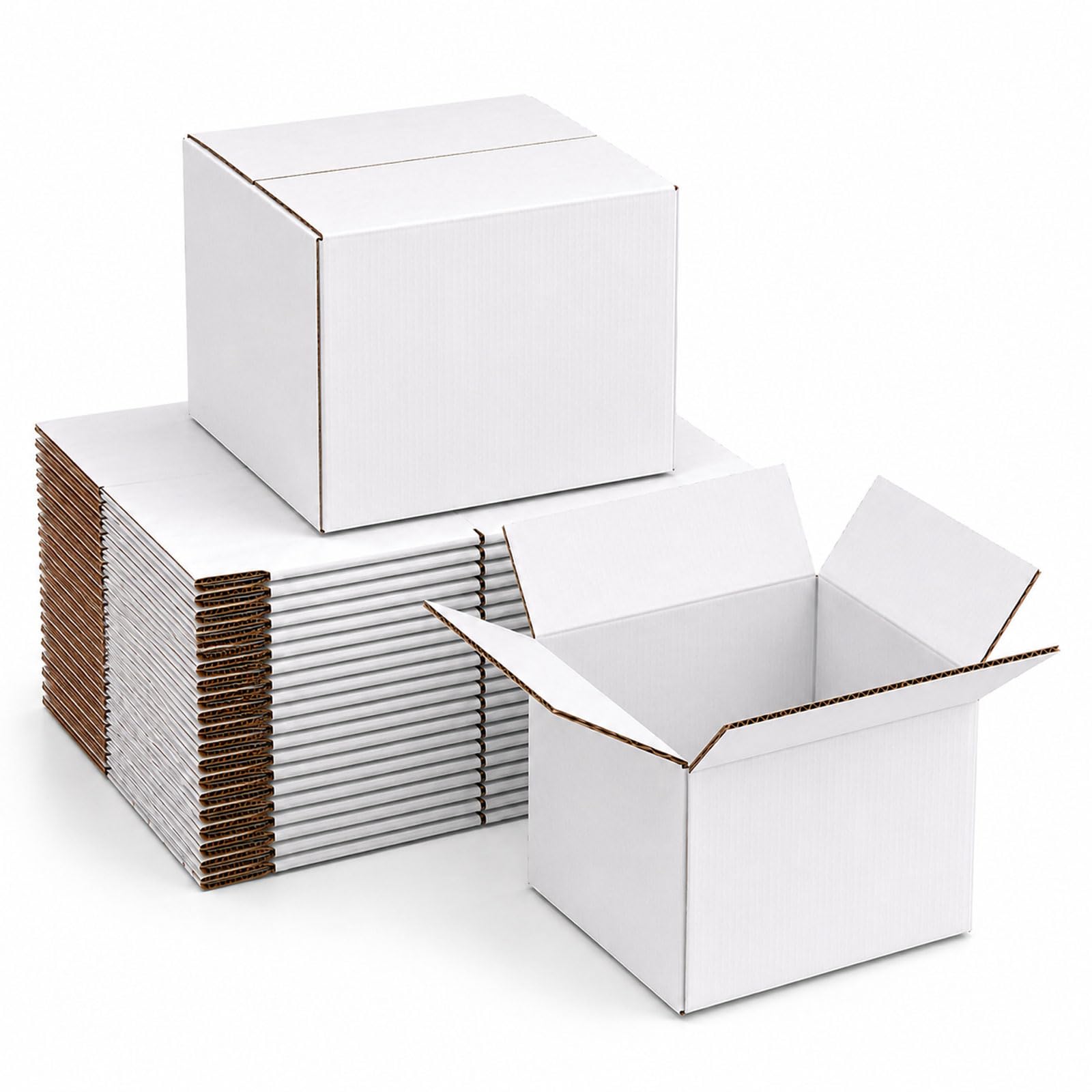 Yidomto 8x8x8 White Shipping Boxes - 25 Pack Small Corrugated Cardboard Mailer Boxes for Packaging, Mailing, Gift Giving | Sturdy, Recyclable, Perfect for Small Business Supplies, Ecommerce