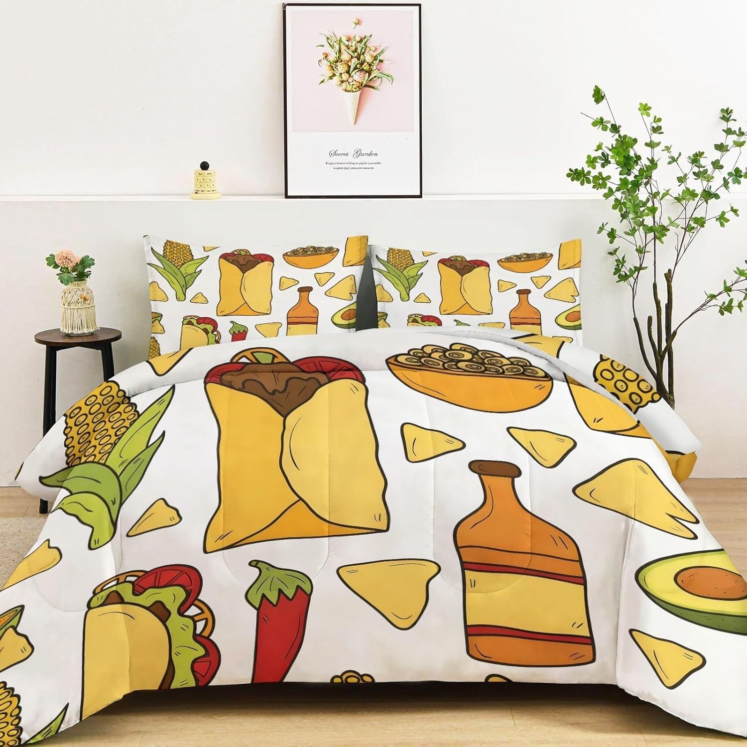 Couette 240x260 chaude et lavable en microfibre douce avec taies 65x65