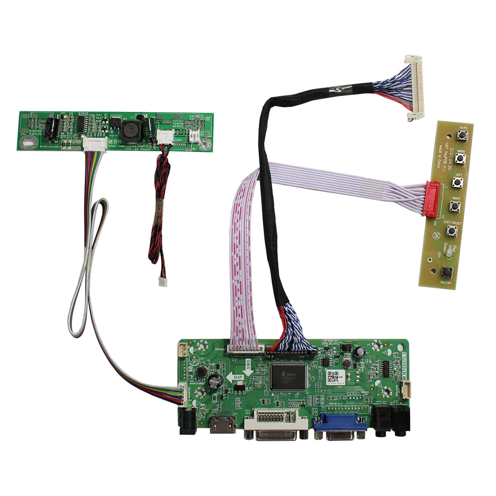 VSDISPLAY VGA DVI LCD Controller,Fit for 18.5" 1366x 768,WLED Backlight,30pin LVDS Panel Screen, Such as:LTN185AT04 M185BGE-L10/L22/L23 HT185WX1-300