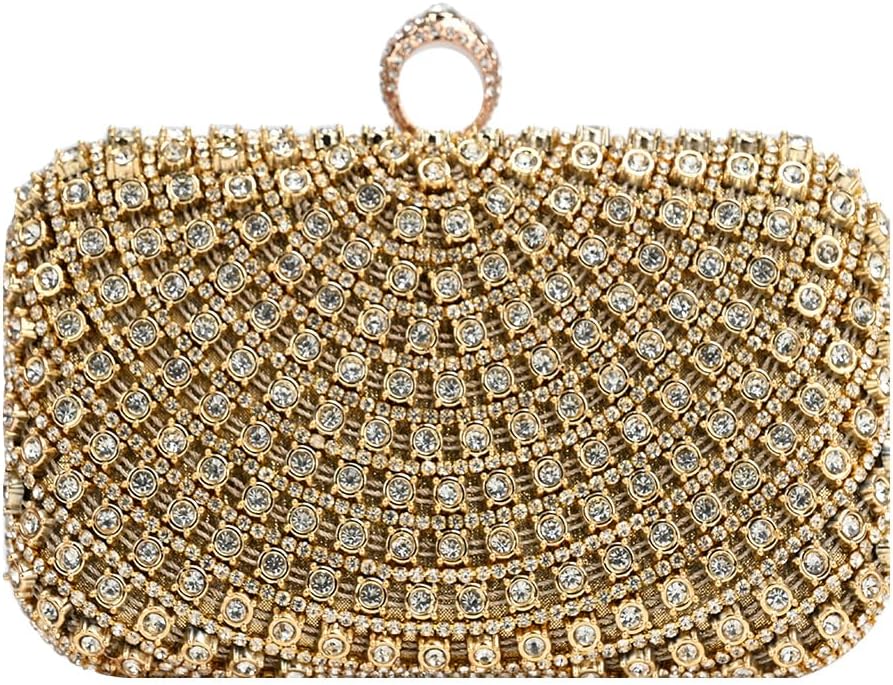 Bolsa Clutch Festa Feminina Prata Full Diamond Hip-Hop Mão Ombro Transversal Com Correntes Removíveis