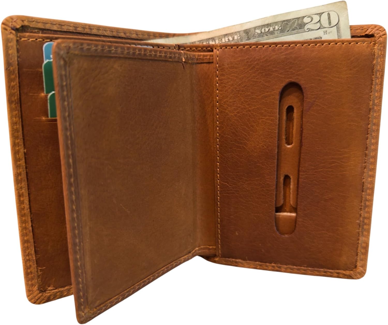 PD Holsters and Wallets Law Enforcement Badge Wallet, Full Grain Leather, Fits Any Shape Badge with Pin Back -Saddle Brown
