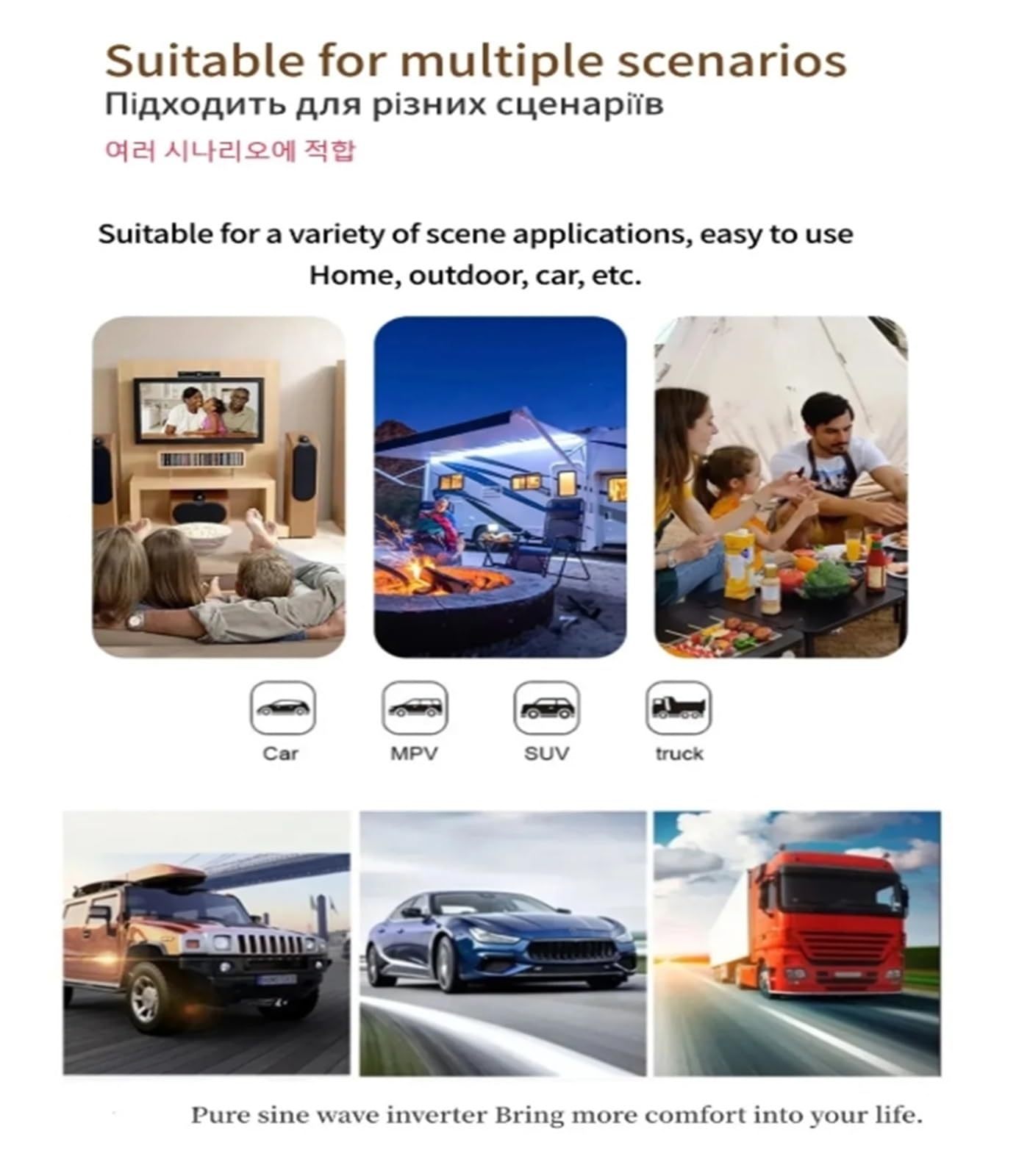 Inversor Inversores Solares Para Coche 5000 W 2500 W Potencia CC 12 V 24 V 48 V 60 V 72 V A CA 110 V 220 V Con Pantalla LED USB Inversor Onda Sinusoidal Pura Convertidor(12V,110-120V 60HZ_UNIVERSAL)