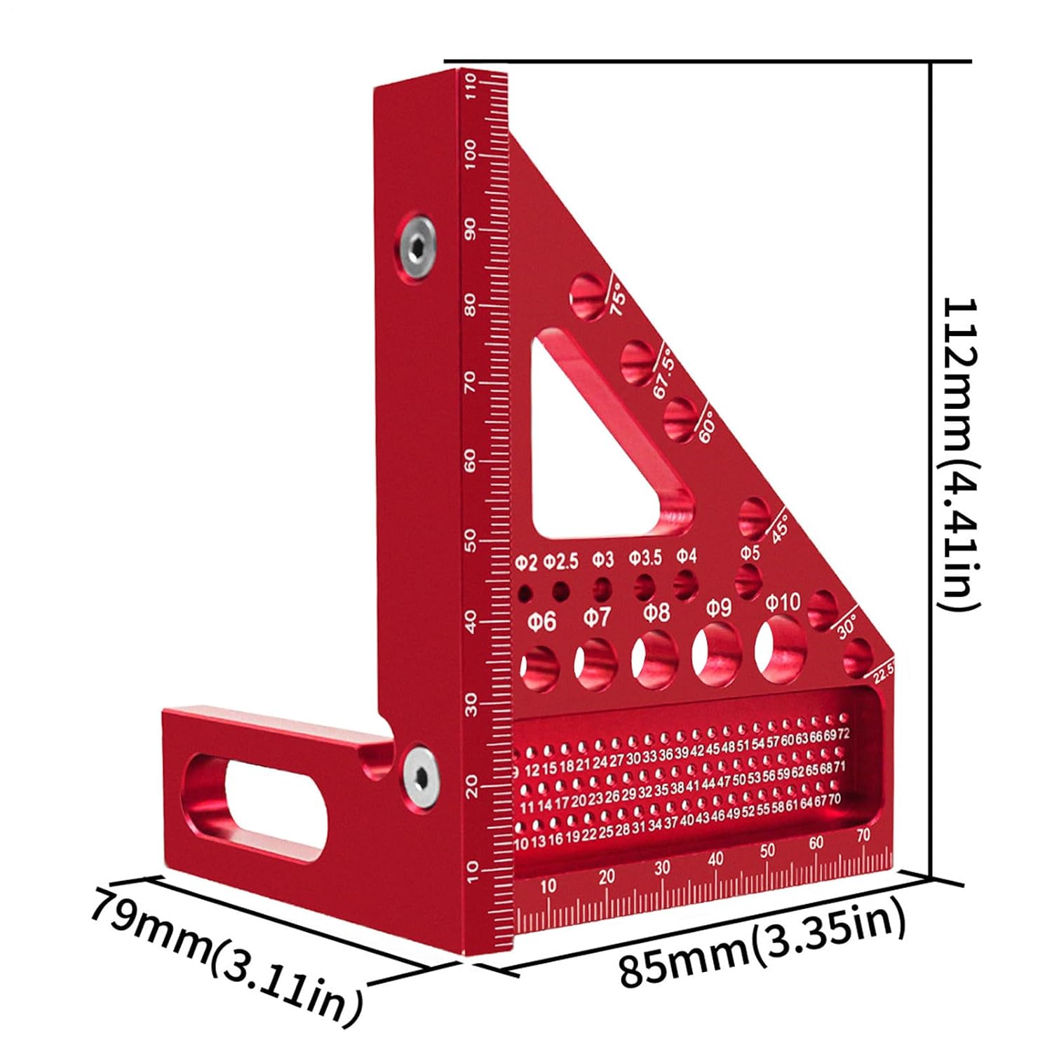 3D Multi-Angle Square Protractor,Aluminum Alloy Hole Position Scribing Ruler - Layout Measuring Tool Square Protractors for Drawing Lines, Precise Marking