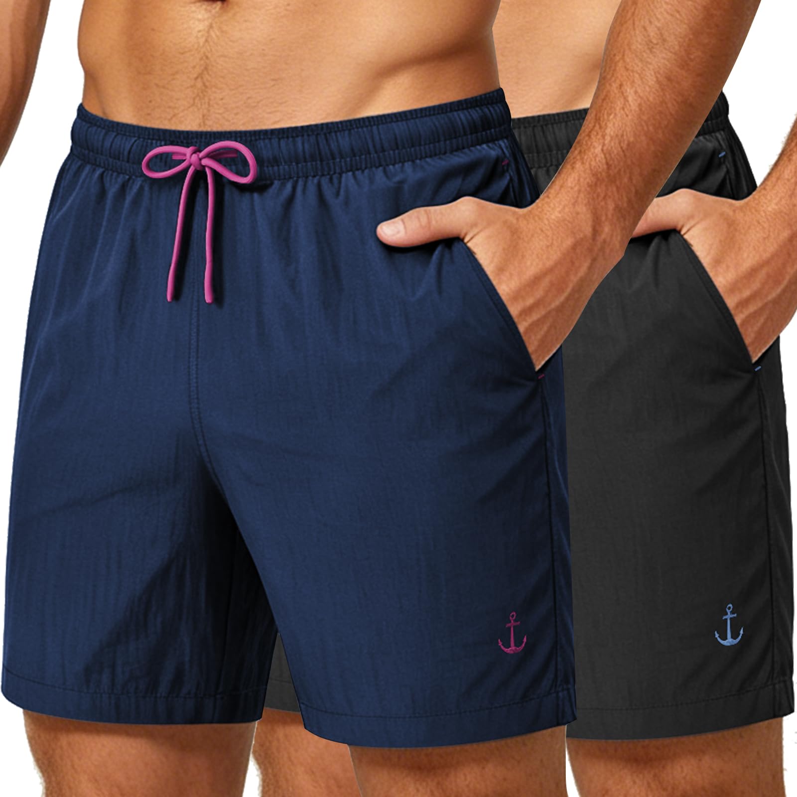 Zoofly Bañador corto de nailon para hombre, cintura elástica, pantalones cortos de baño para hombre, pantalones deportivos con forro de malla — view 12