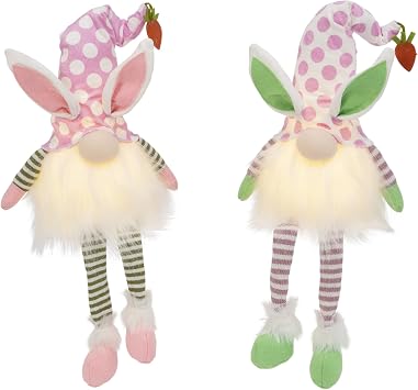 Gerson International 26.7 Pre Lit Plush Easter Gomes Set of 2