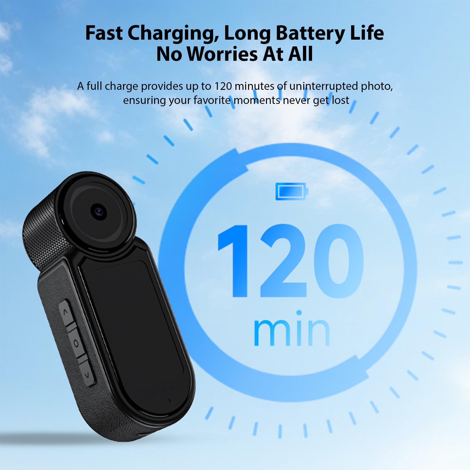 Fotocamera con Pollice Magnetico Action Cam da 2,7k 120 Minuti per