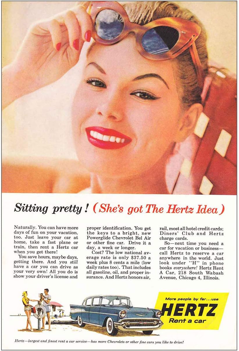 1957 Hertz RentaCar Sitting Pretty, Hertz Print Ad