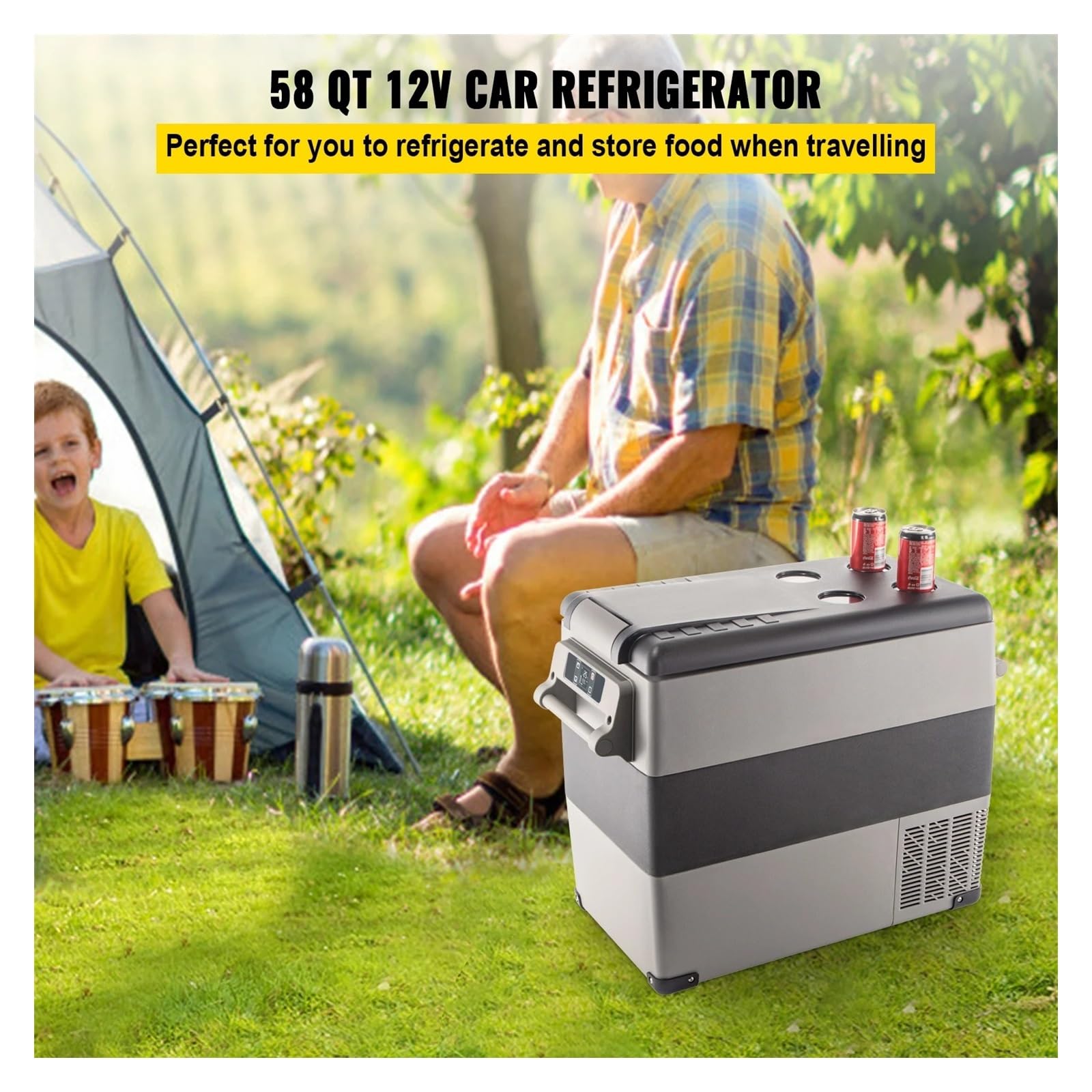 Mini refrigerador portátil for Coche, 20L, 22L, 35L, 45L y 55L, con compresor, 12/24 V CC, 110-240 V, for Camping.(45L)