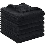 SUNLAND Microfiber Face Cloth Reusable Makeup Remover Facial Cleansing Towel Ultra Soft Face Washcloth 12inchx12inch 6 Pack Black