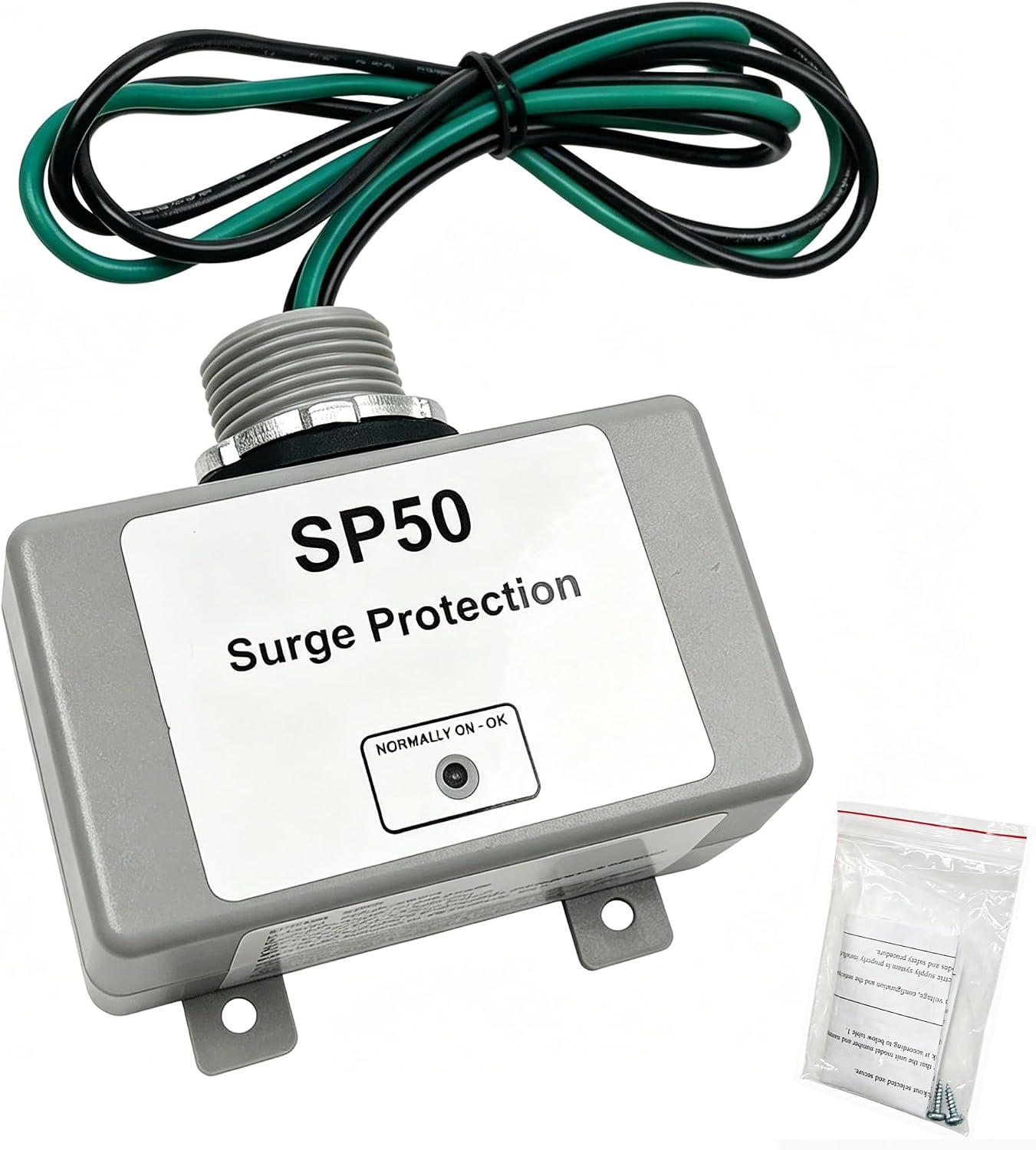 SP50 120/240VAC Whole House HVAC Surge Protector, Type 1 Type 2 SPD 50kA NEMA 4X Weatherproof UL1449 Certified Surge Protective Device with LED Status Light,Surge Suppressor