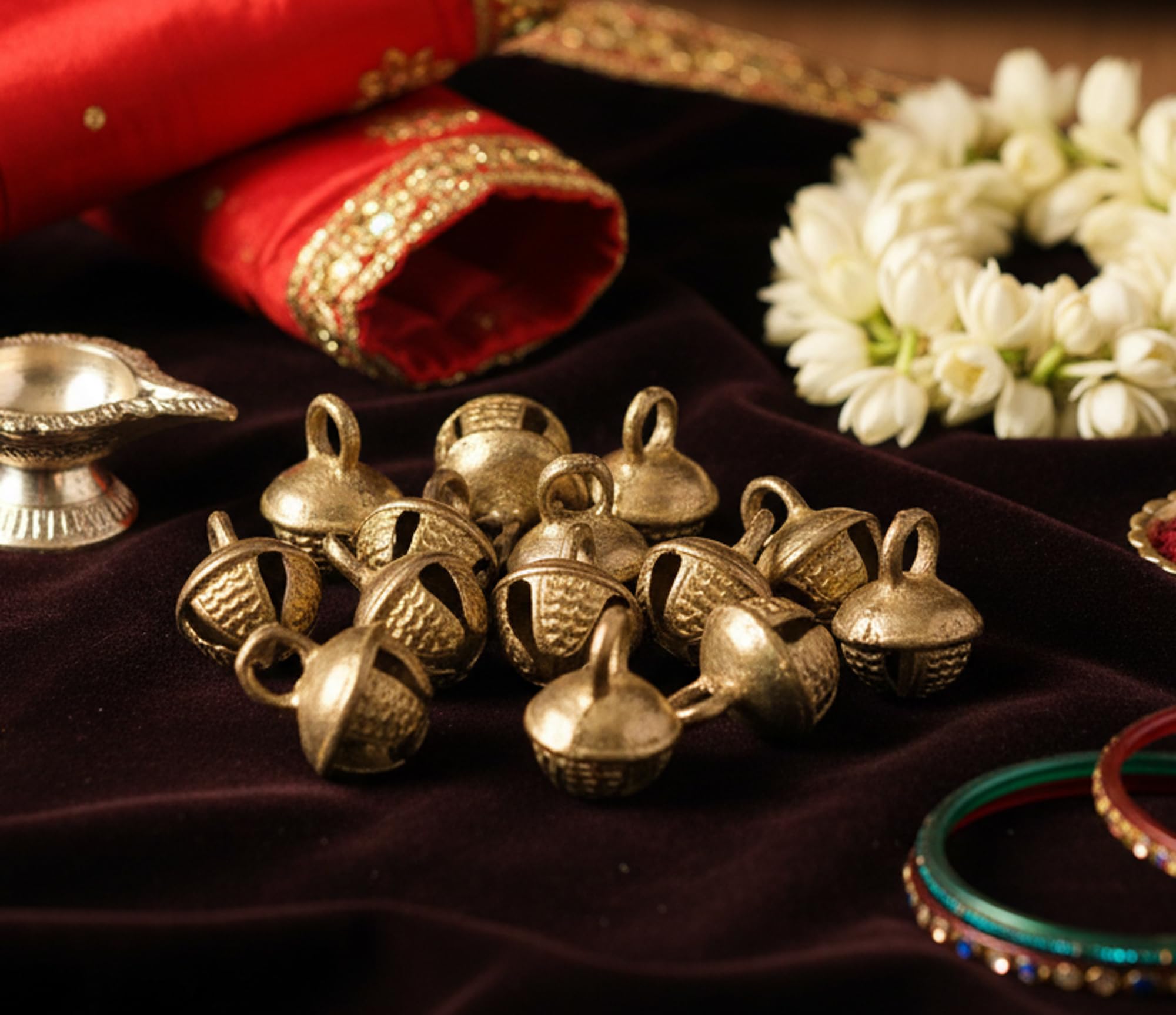 eSplanade Lot de 100 bracelets de cheville indiens en laiton/Ghungroo Bells Perles en vrac Bellydance…