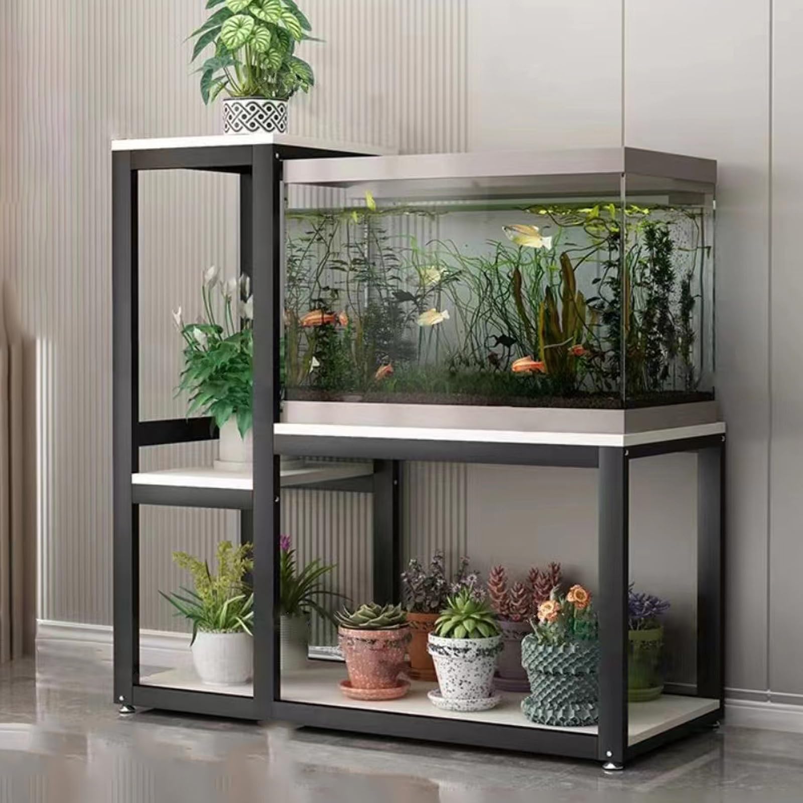 Supporto in Metallo Rinforzato per acquari di Pesci Tropicali, 60-100 cm, capacità di carico 900 kg, Facile da Montare, Ideale per soluzioni di stoccaggio in casa, Ufficio, Studio, Hotel e r