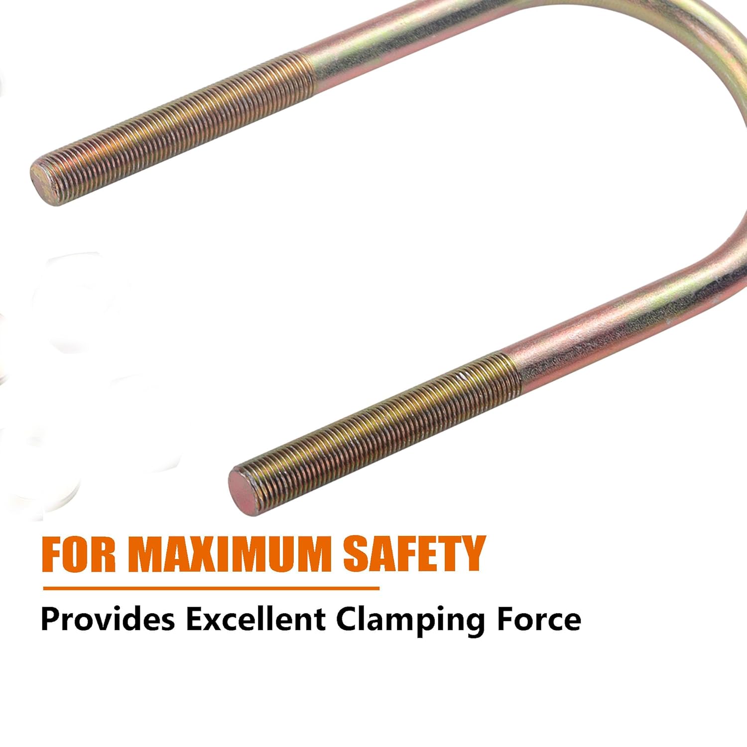 Trailer U Bolt Kits for 3" Round Trailer Axle,Spring U-Bolt Kit,1/2" Round Suspension U-Bolts 6.5" Long,2 Pack