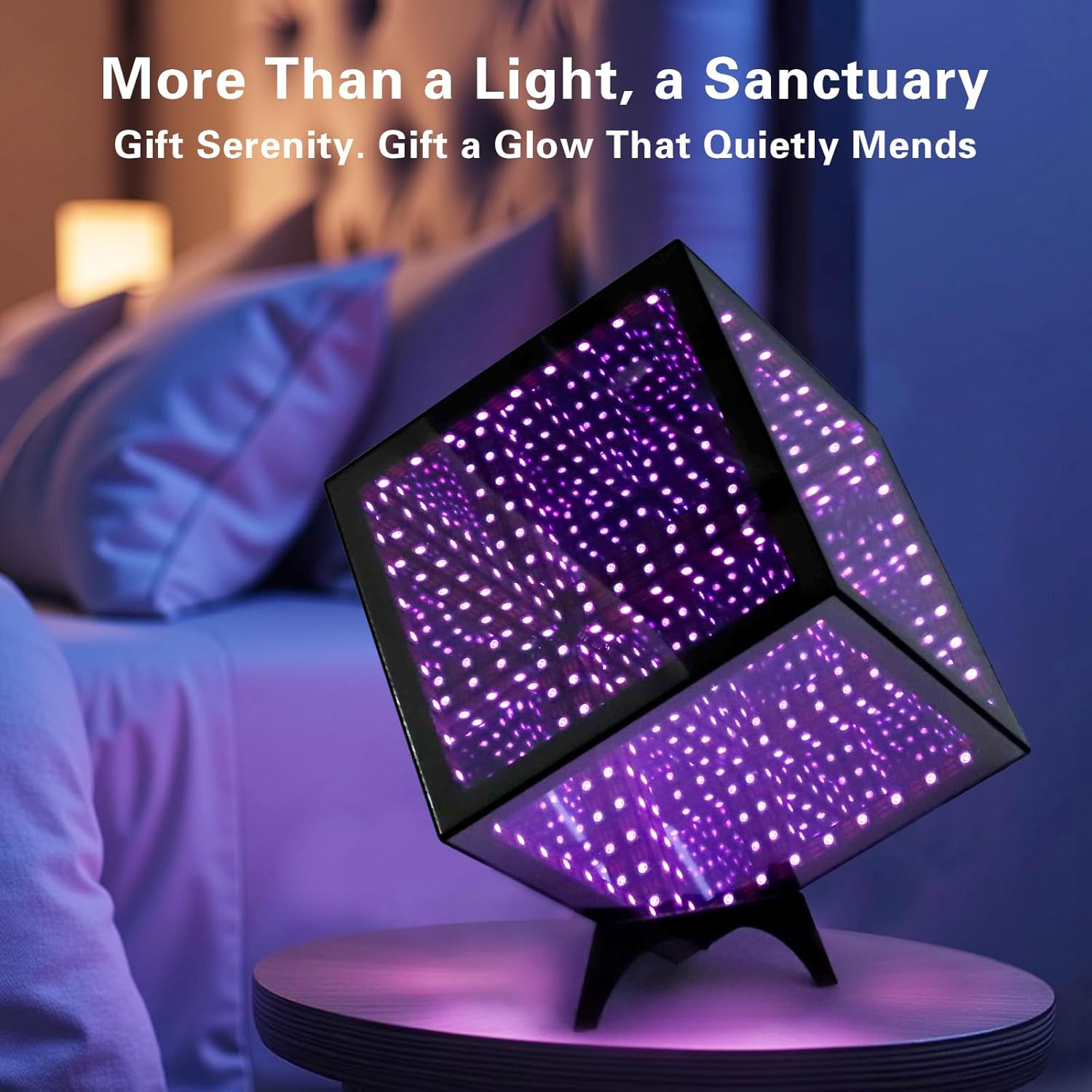 RGB Infinity Hyper Cube Light with APP Control - Smart Infinity Mirror Night Light, 16M Colors Music Sync, Gaming Room Decor, Mood Lighting for Bedroom Desk and Party (7 Inches)