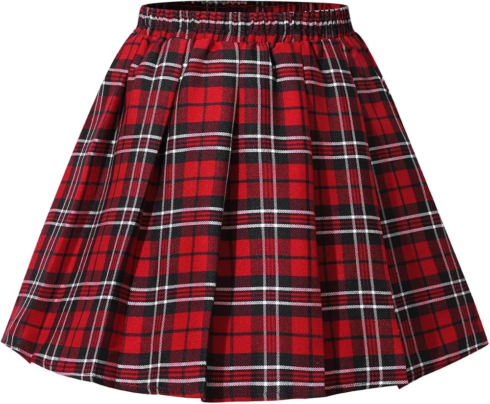 NEW 6-14Y Girls Pleated Plaid Skirt High Waisted A-Line Skater School Uniform Skirts for Casual Holiday — 사진 1