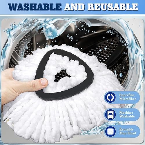 Miniatura 4 de 2 cabezales de cepillo de fregona y 1 pieza de repuesto de parte de base de fregona compatible con Oceda EasyWring 1 tanque sistema