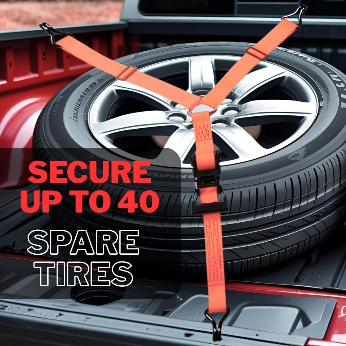 Y-Strap for Spare Tire, Heavy Duty 3-Way Tie Down for ATV, UTV, Pickup Truck, Secure Spare Tire on Pickup Truck Bed, Roof Rack