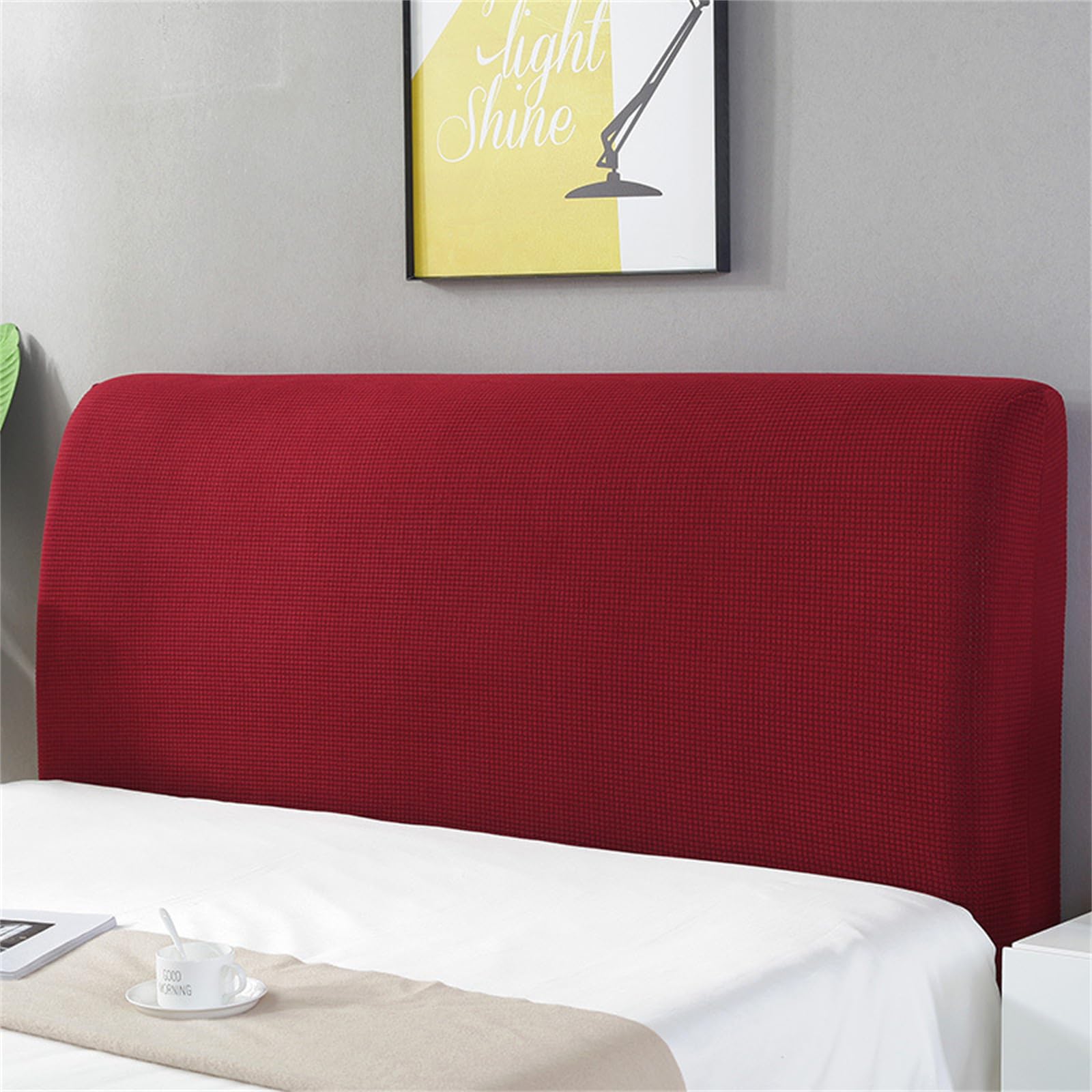 Juego de 2 fundas elásticas para cabecero de cama individual, doble, king y super, tela lavable, decoración y protección, color rojo, 150 cm