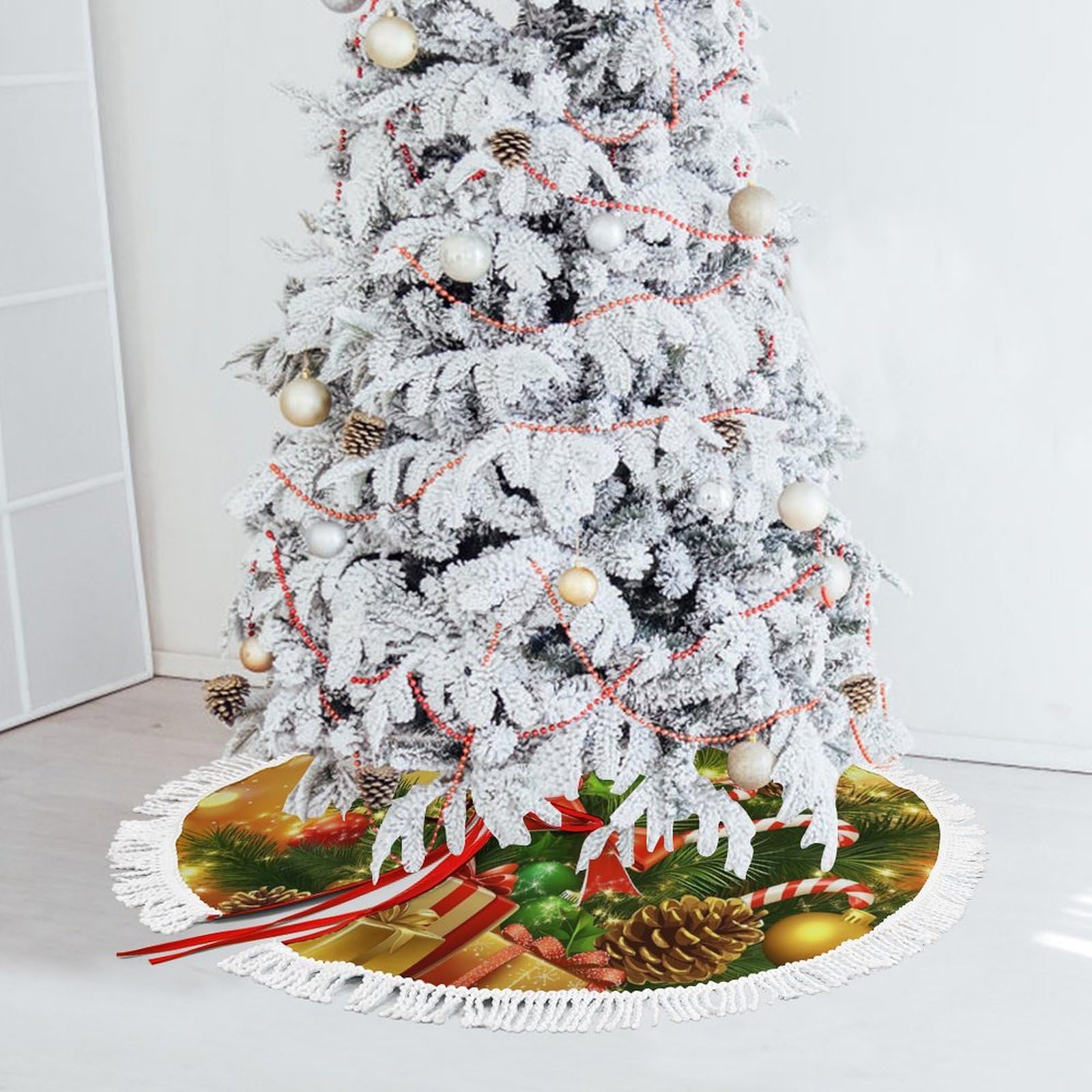 Jupe d'arbre de Noël jaune de 48 pouces, cadeau parfait pour la famille