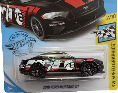Miniatura 2 de Hot Wheels Ford Mustang GT 2018, [negro] 92/250 velocidad Grahpics 2/10