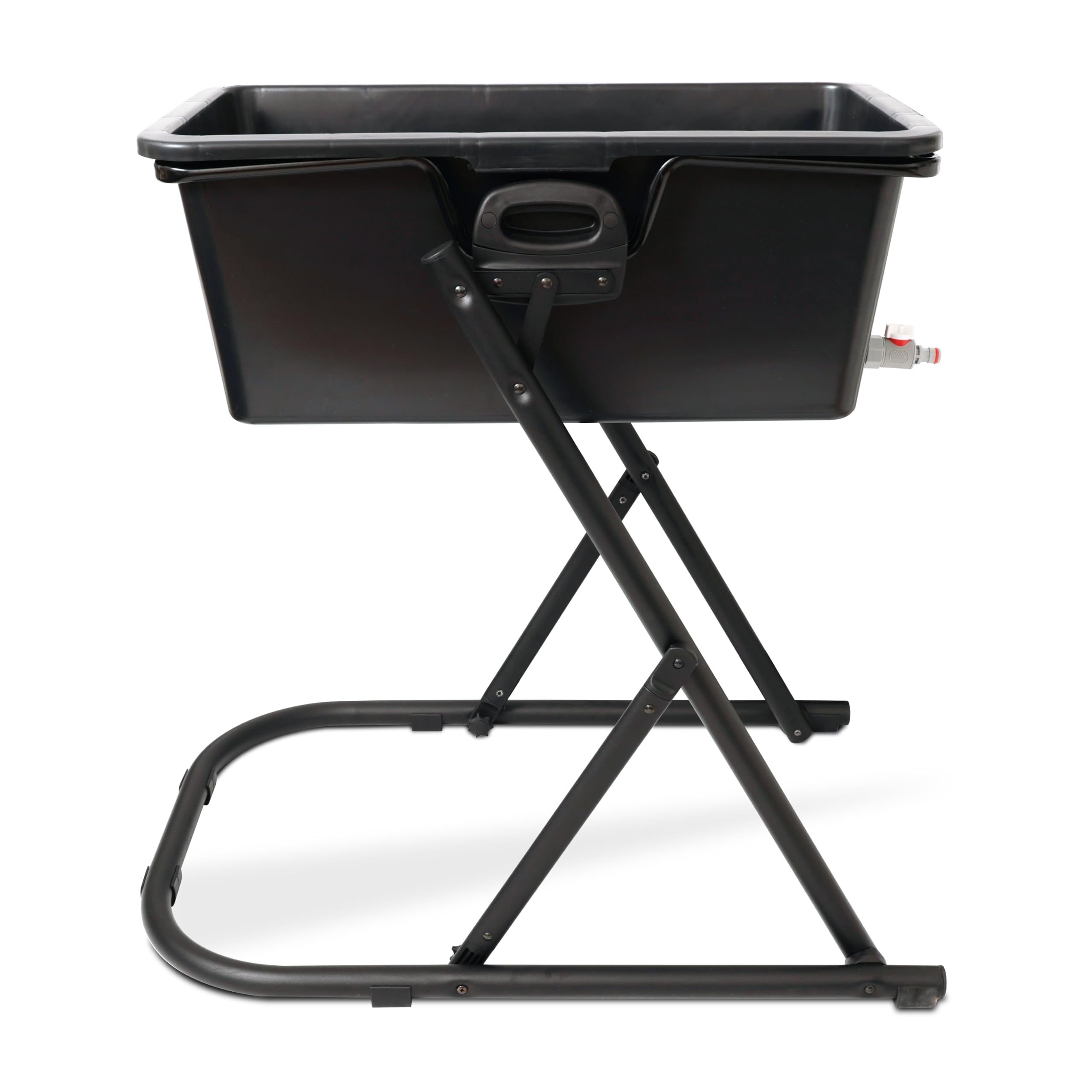 Bortaberg Elevated Dog Bath Tub, 90L Foldable Grooming Station with Stand, 78x48x31cm Black UV-Resistant Plastic with Drain