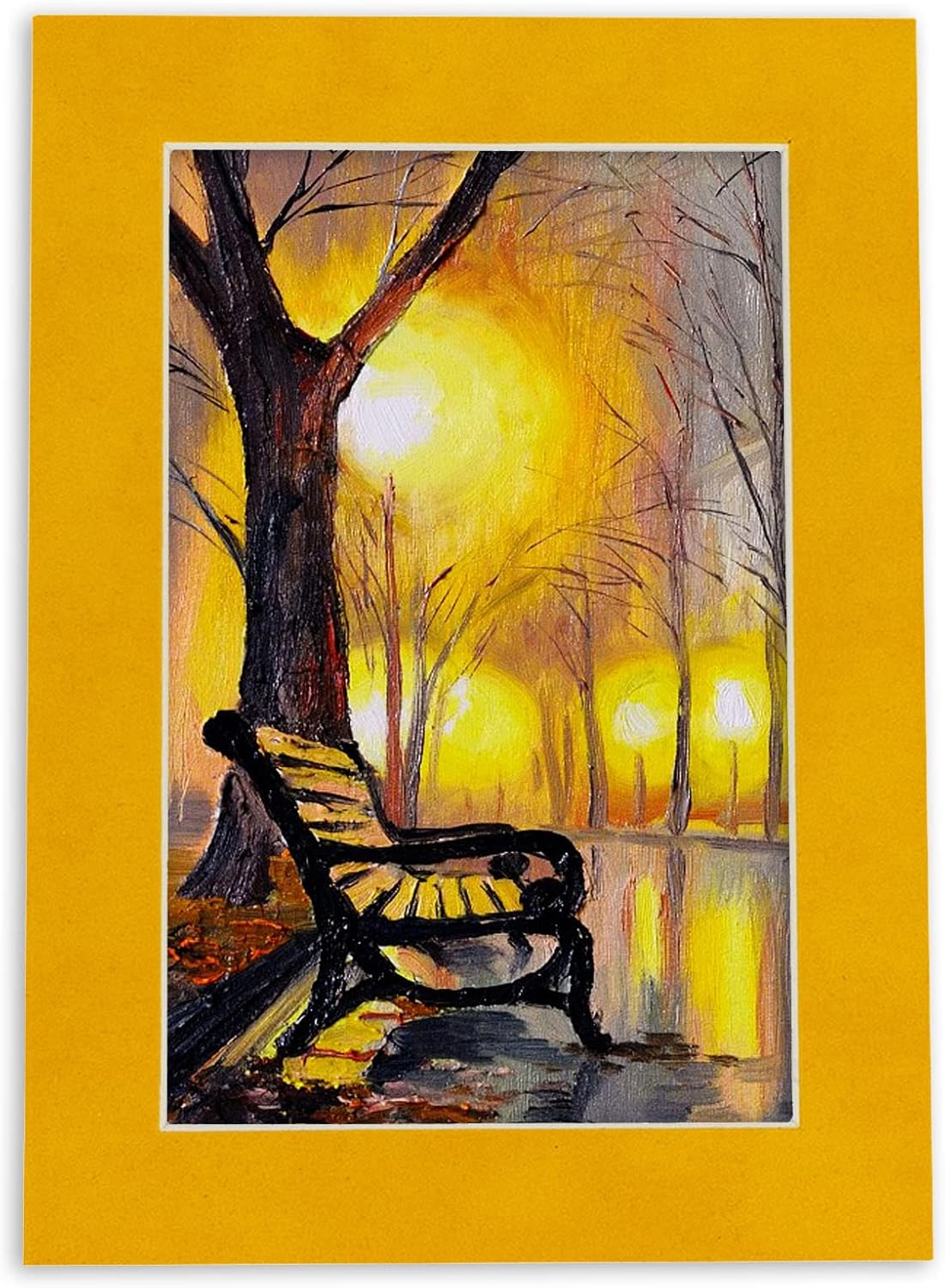 Poster Palooza 16x20 Mat Bevel Cut for 13x15 Photos - Acid Free Bright Yellow Precut Matboard - for Pictures, Photos, Framing - 4-ply Thickness