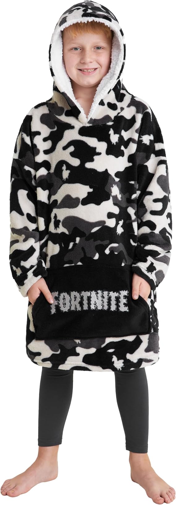 Fortnite Blanket Hoodie Gifts for Boys Teens, Oversized Fleece Pullover with Sherpa-Lined Hood, Wearable Blanket for Gamers