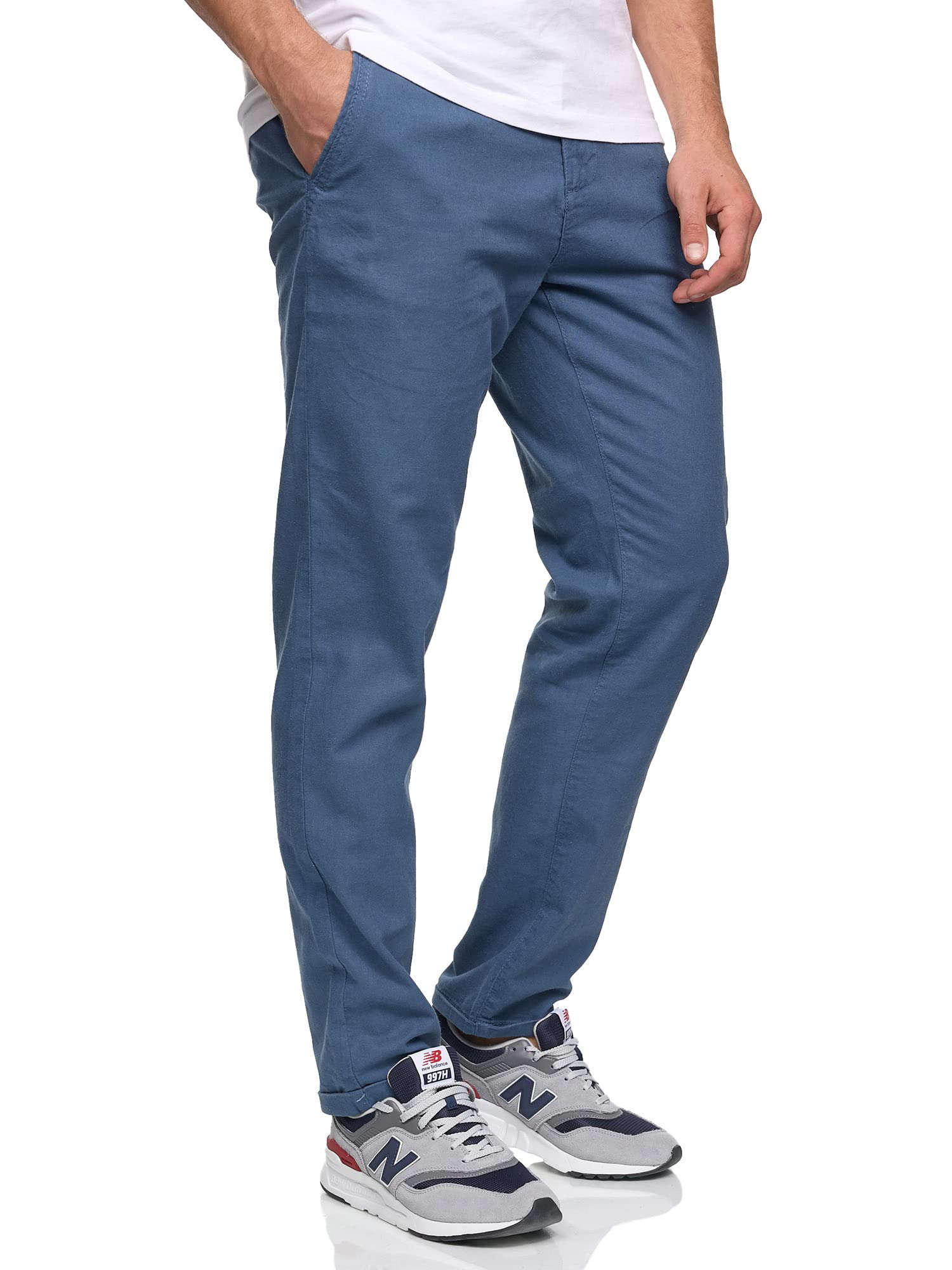 Indicode Hombres Bryne Pantalón de Tela de algodón y Lino