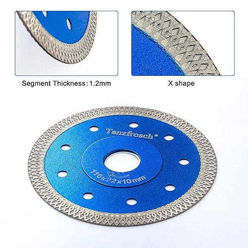 Miniatura 3 de Tanzfrosch Hoja de sierra de diamante de 4.5 pulgadas, rueda de disco de corte de 4.5 pulgadas para cortar azulejos de porcelana, cerámica de