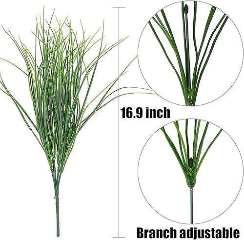 Miniatura 3 de SzJias Planta de hierba falsa, plantas de hierba de trigo artificial, arbustos, plantas de plástico para exteriores, relleno de vegetación UV (8