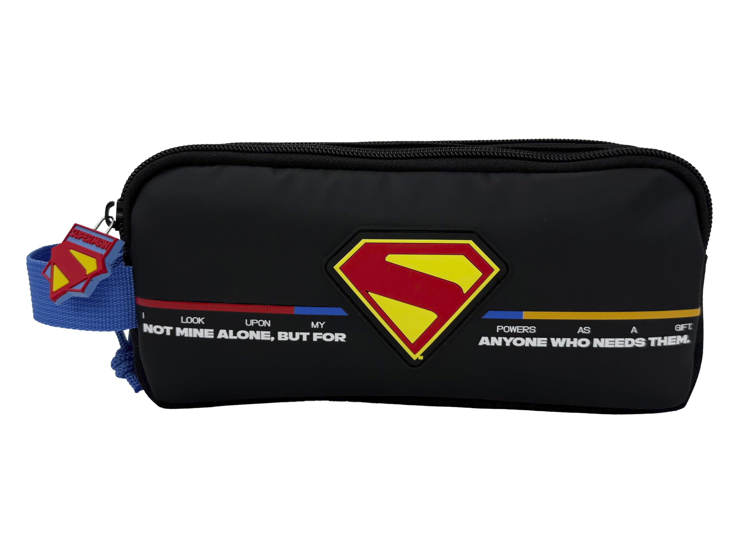 CYPBRANDS Superman, Cylinder Case, Pencil Case, School Supplies, Black Official Product, Black/White, Medium