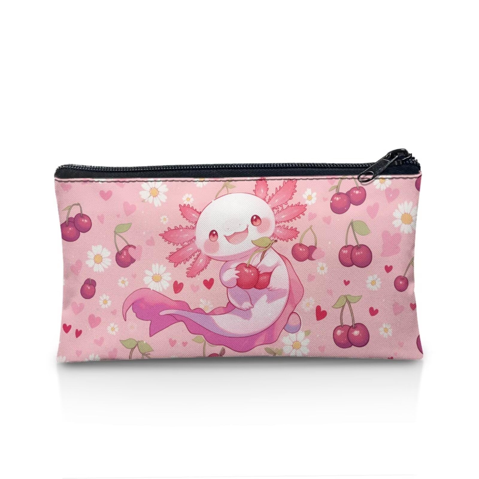 UOIMAG Axolotl Pencil Case for Girls Back to School Supplies Cute Pencil Pouch Slim Cherry Floral Pen Box