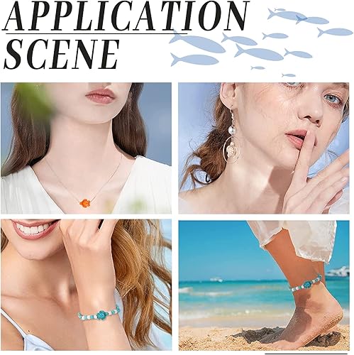 Miniatura 6 de SUNNYCLUE 1 caja de 100 dijes de tortuga, cuentas de tortugas, cuentas de piedra colorida, animales marinos, turquesa, dijes de tortuga a granel