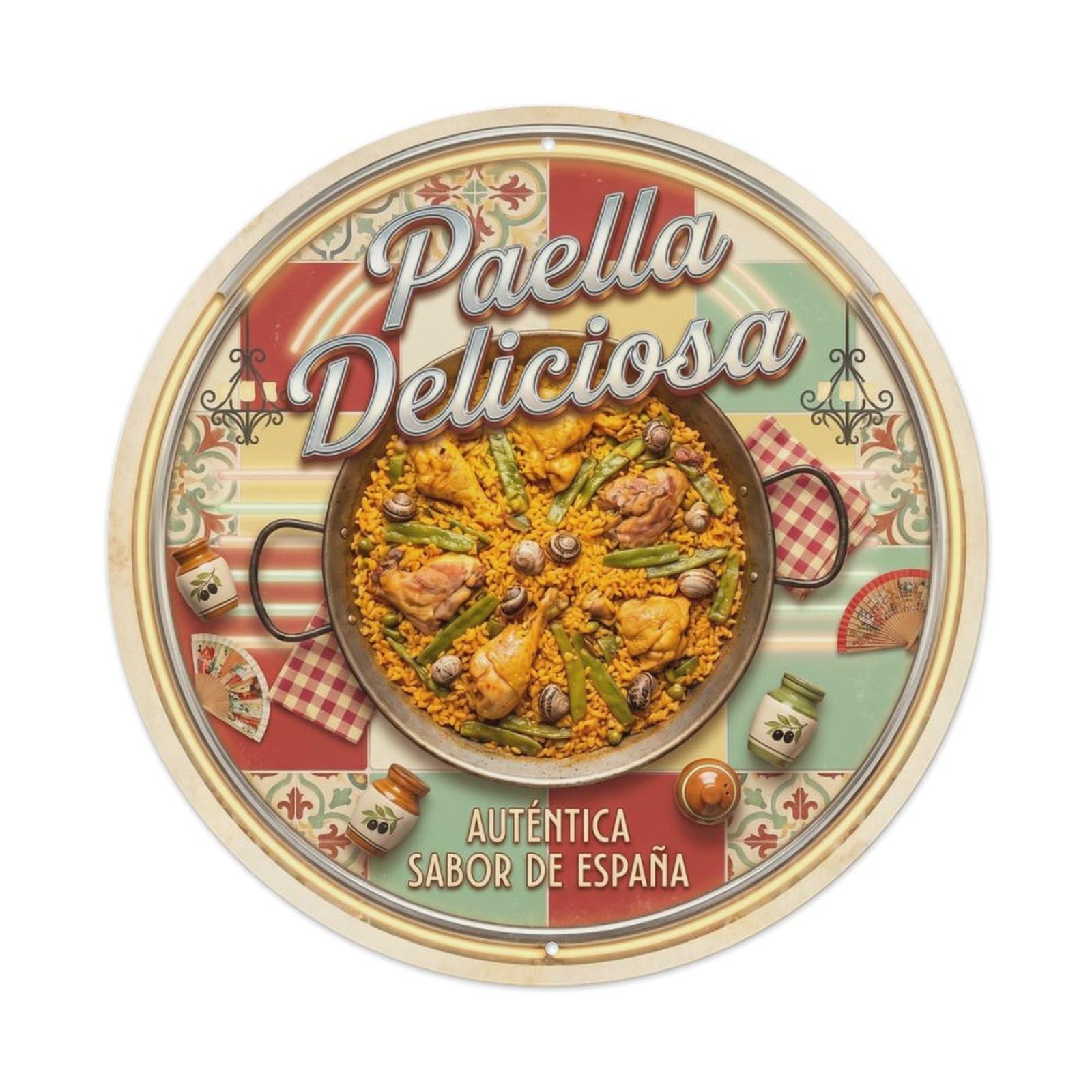 Spain Travel Paella 1950s Diner Food Culture Metal Tin Sign