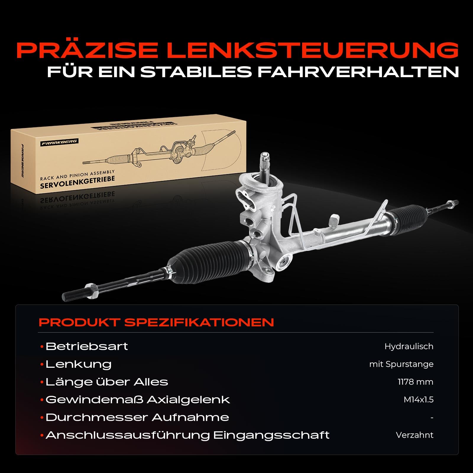 Frankberg Lenkgetriebe Servolenkgetriebe Kompatibel mit Polo 9A 9N Fabia II 542 Ibiza III 6L1 Cordoba 6L2 Rooms.ter 5J Fox Schrägheck 5Z1 5Z3 5Z4 für Linkslenker Replace# 6Q1423055Q