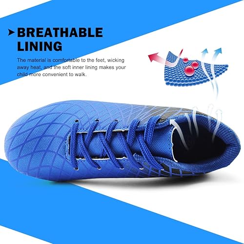 Miniatura 6 de JABASIC - Tacos de fútbol para exteriores para niños, zapatos de fútbol atléticos y firmes