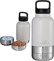 Vista 1 de Insulated 32oz Stainless Steel Dog Water Bottle with Food & Water Bowls, Leak-Proof Pet Travel Dispenser for Dogs, Portable for Hiking, Walking
