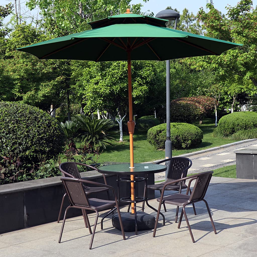 Ombrellone da esterno, 270 cm, color legno, da giardino, facile da montare, per spiaggia, piscina, patio, giardino