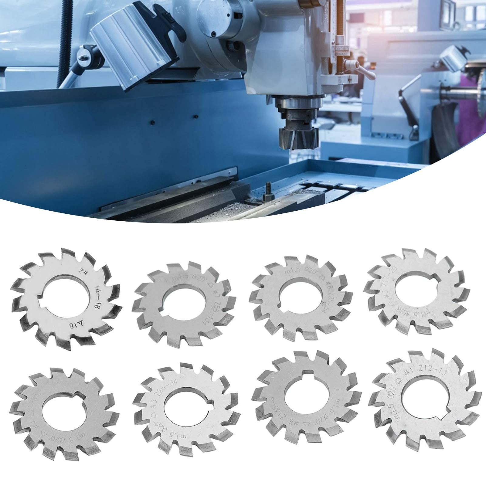 8 Pièces Coupeur D'engrenages, Coupe D'engrenages en Acier à Grande Vitesse M1.5 20 ° 5mm 6mm Industrielles Coupe-engrenage
