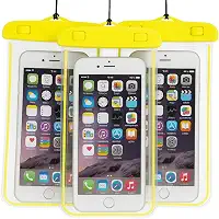 Kit 3 Unidades Capa Case A Prova D'água Impermeável para Celular Smartphone Capinha com Alça Universal Proteção 360º Completa Sensível ao Toque (Amarela)