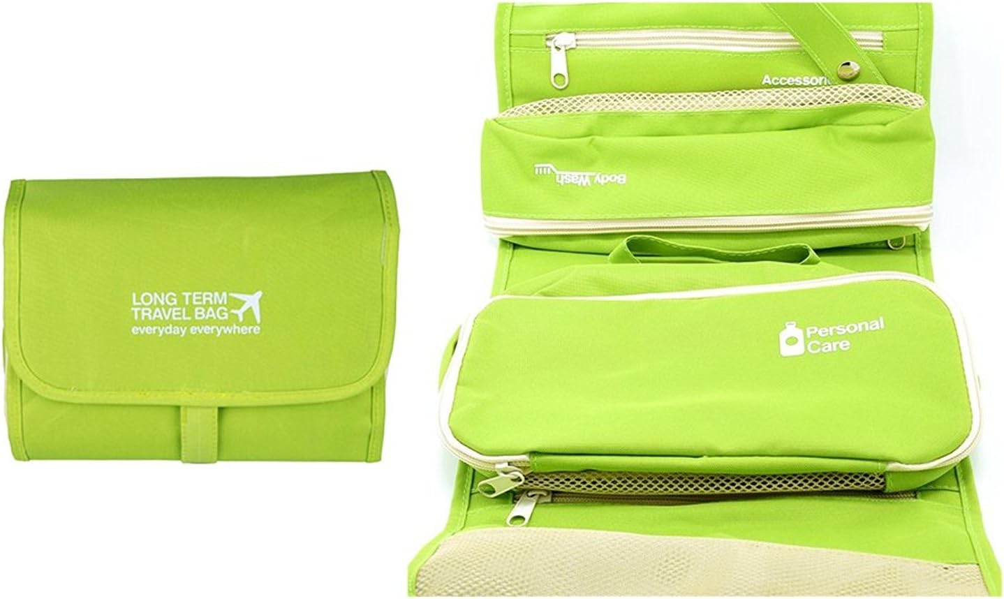 Travel Cosmetic Bag Organizer Toiletry Kits Beautician Wash Make-Up Bag Necessary Maquillaje Case (Green)