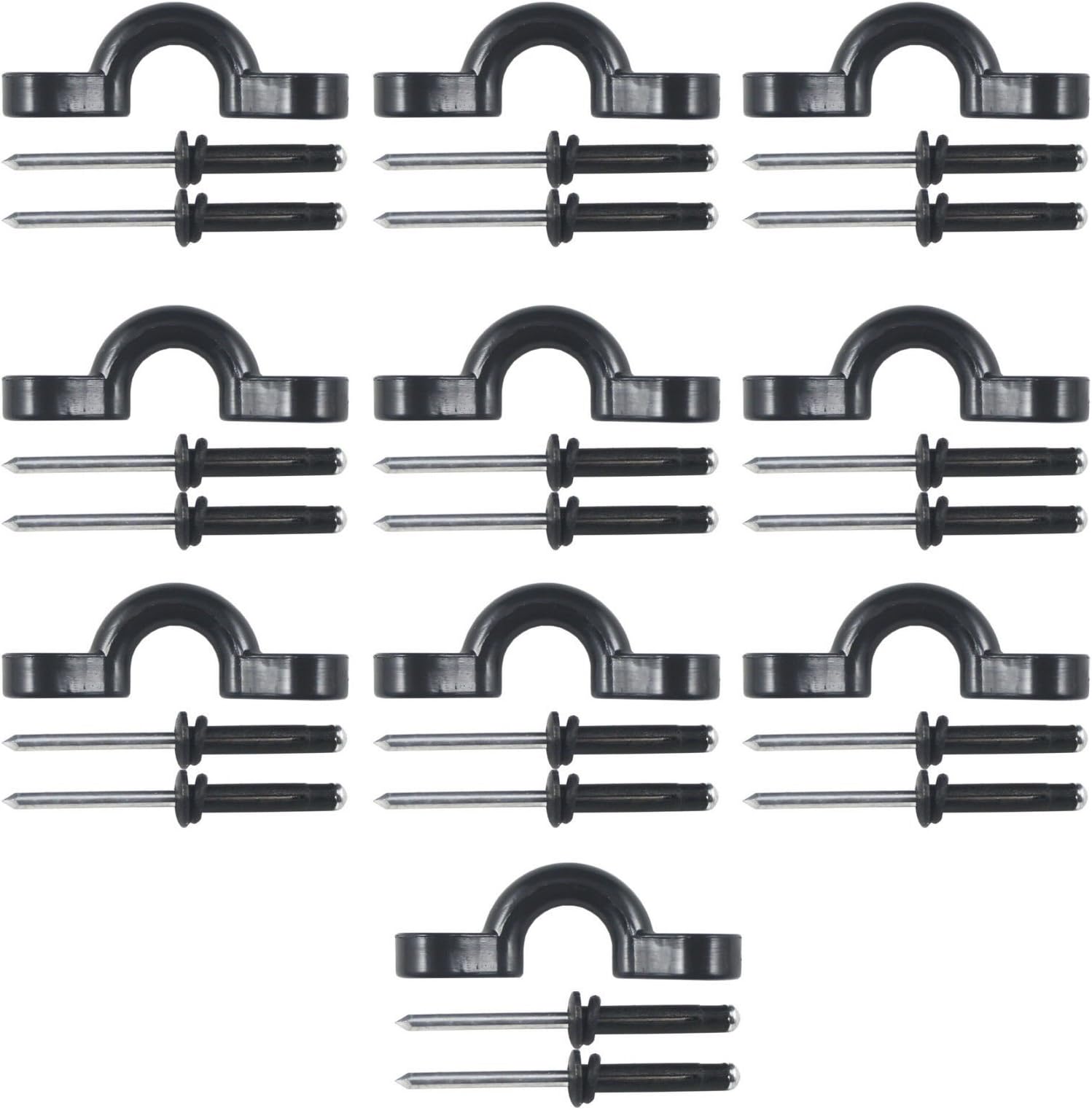 10 Pcs Nylon Bungee Deck Loops Tie Down Pad Eye with rivets for kayaks